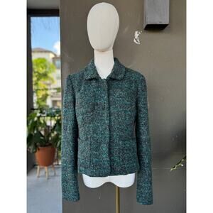 Ann Taylor Women’s 6 Tweed Wool Blazer Jacket Tailored Lined Multicolored Green